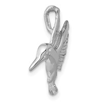 14K White Gold Polished Open-Backed Hummingbird Chain Slide view 2