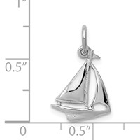 14K White Gold Solid Polished 3-D Sailboat Charm view 3