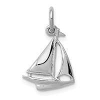 14K White Gold Solid Polished 3-D Sailboat Charm view 1