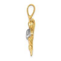 14K and White Rhodium Polished Open-Backed Scuba Diver Pendant view 2