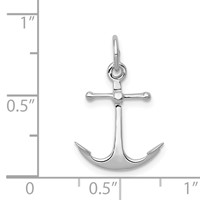 14K White Gold Solid Polished 3-D Anchor Charm view 3