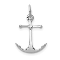 14K White Gold Solid Polished 3-D Anchor Charm view 1