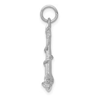 14K White Gold Solid Polished 3-D Anchor Charm with Rope view 2