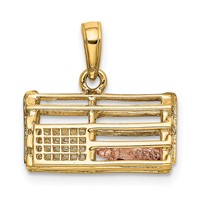 14K Two-Tone Large Moveable 3-D Pink Lobster in Trap Charm view 3