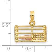 14K Two-Tone Large Moveable 3-D Pink Lobster in Trap Charm view 4