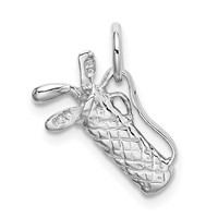 14K White Gold Solid Polished 3-D Golf Bag with Clubs Charm view 3