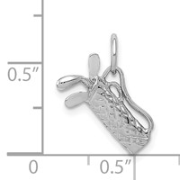 14K White Gold Solid Polished 3-D Golf Bag with Clubs Charm view 4