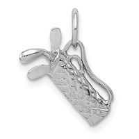 14K White Gold Solid Polished 3-D Golf Bag with Clubs Charm view 1