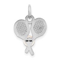 14K White Gold Tennis Racquets Charm with Freshwater Cultured Pearl Ball view 3