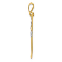 14K and White Rhodium Solid Polished Hockey Stick and Glove Pendant view 2