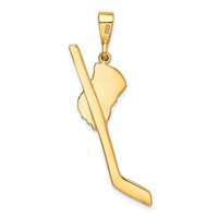 14K and White Rhodium Solid Polished Hockey Stick and Glove Pendant view 3
