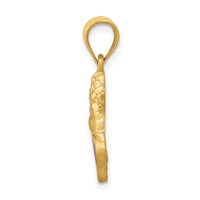 14K Yellow Gold Red Enameled Angel on Heart Pendant view 2