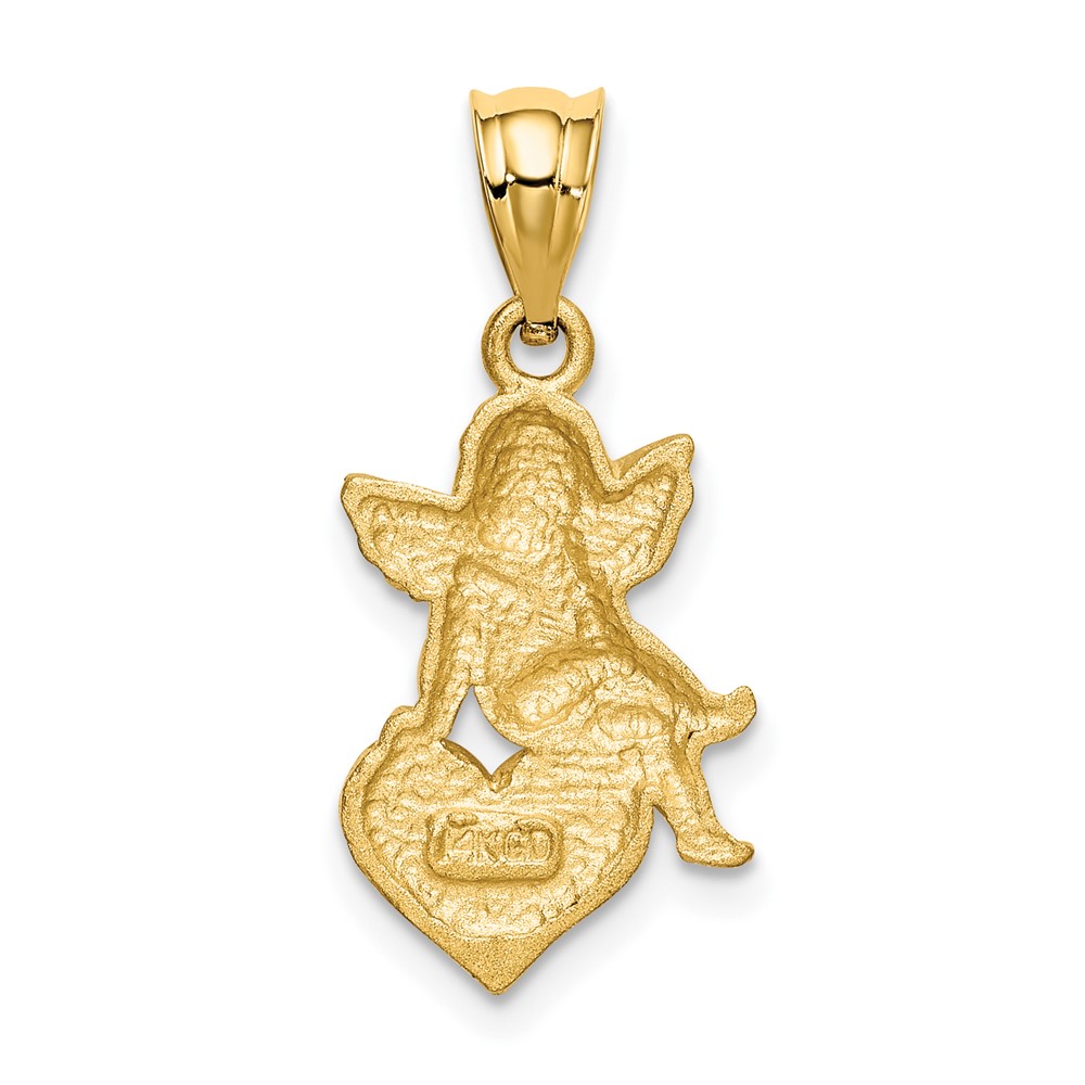 14k Enameled Angel on Heart Pendant (K1147)