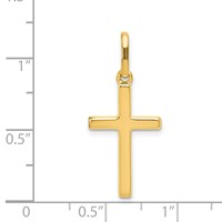 14K Yellow Gold Hollow Cross Pendant view 3