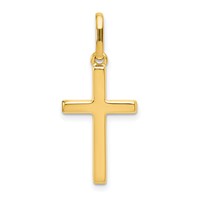 14K Yellow Gold Hollow Cross Pendant view 1