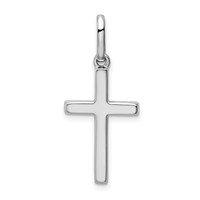 14K White Gold Hollow Cross Pendant view 1
