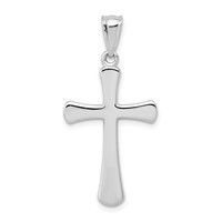 14K White Gold Hollow Cross Pendant view 1