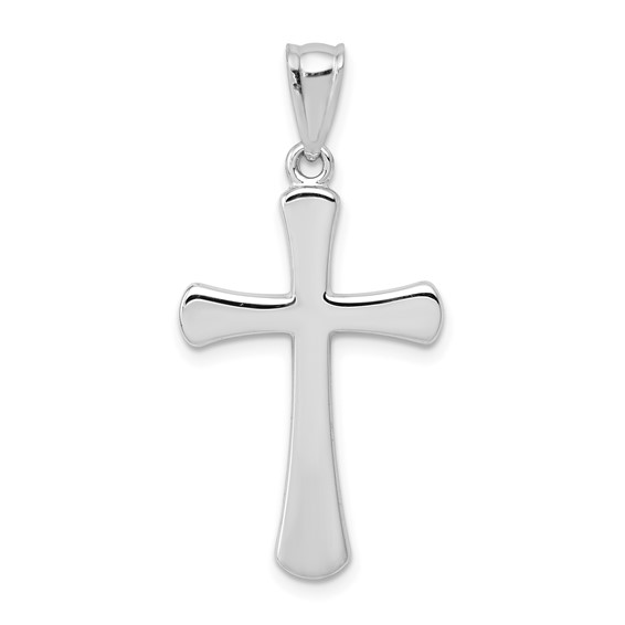 14k White Gold Hollow Cross Pendant