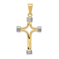 14K Pendant with Rhodium Fancy Cross view 1