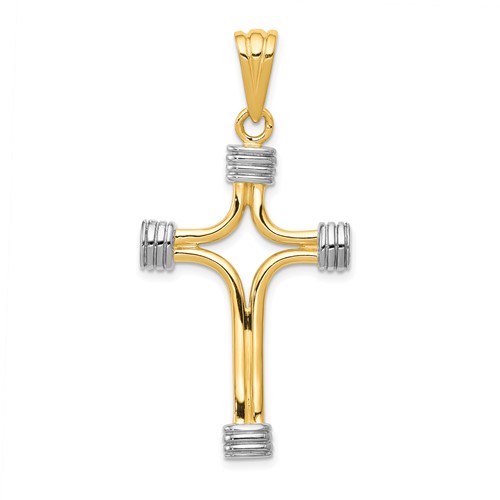 14K Pendant with Rhodium Fancy Cross