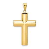 14K Yellow Gold Hollow Cross Pendant view 1