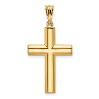 14K Yellow Gold Hollow Cross Pendant view 3