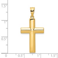 14K Yellow Gold Hollow Cross Pendant view 4