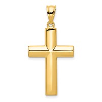 14K Yellow Gold Hollow Cross Pendant view 1