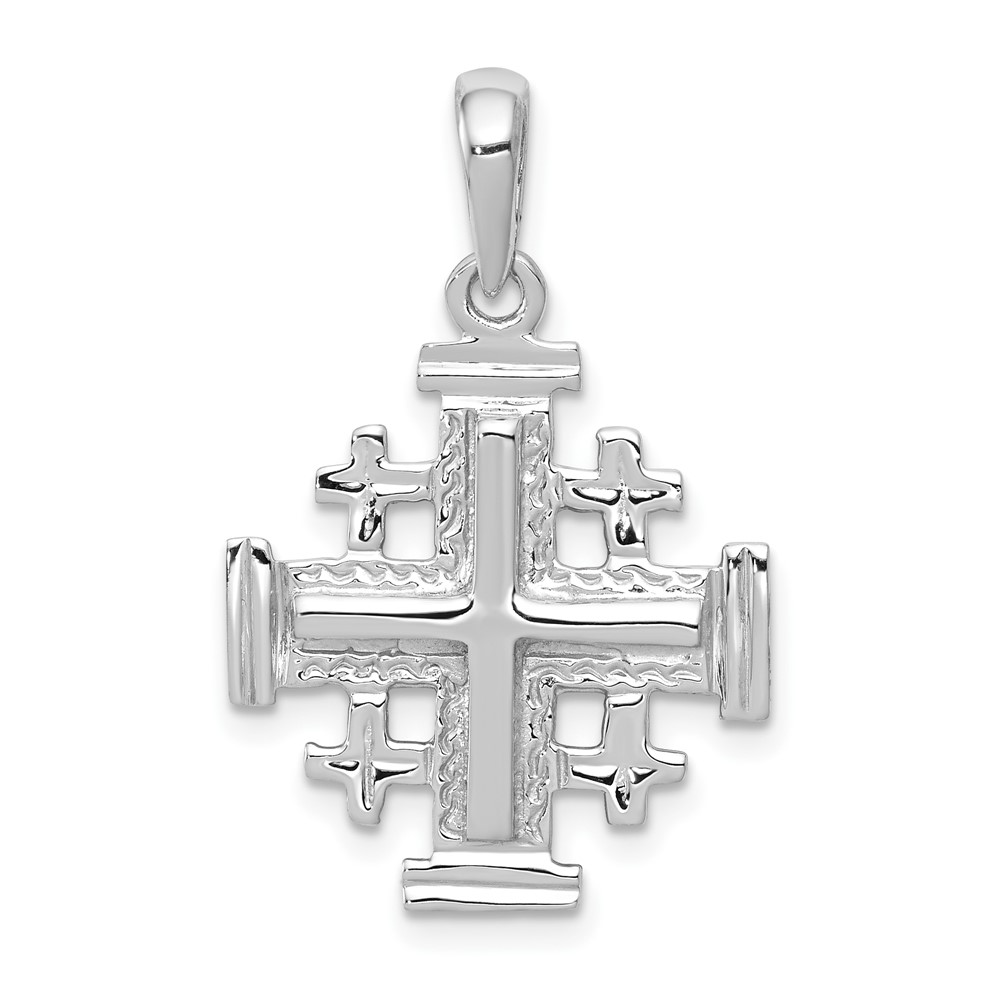 14K White Gold Jerusalem Cross Pendant