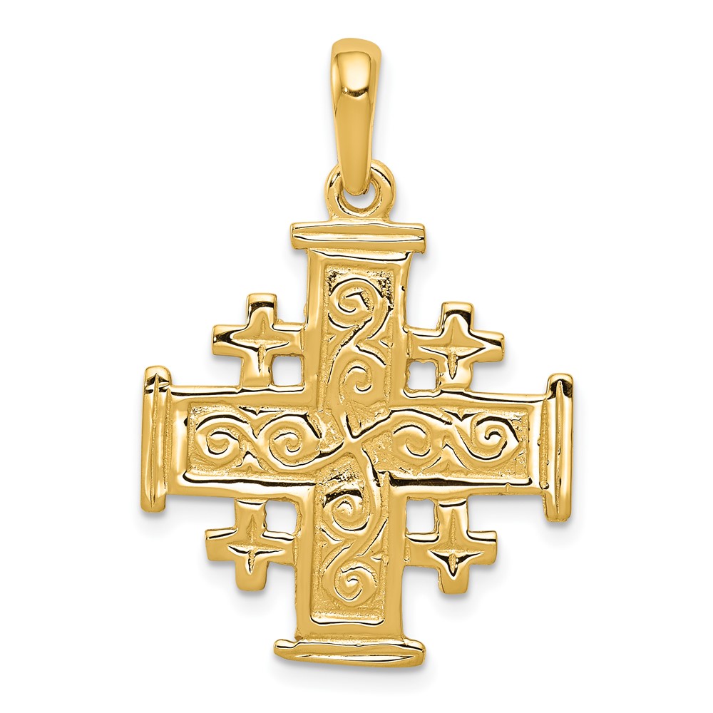 14k 14kt Yellow Gold Jerusalem Cross Pendant 33 mm X 22 mm | eBay