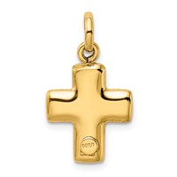 14K Yellow Gold Puffed Cross Charm view 3