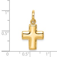 14K Yellow Gold Puffed Cross Charm view 4