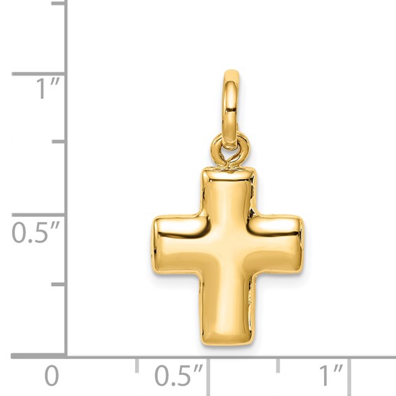 14k Puffed Cross Charm