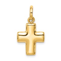 14K Yellow Gold Puffed Cross Charm view 1