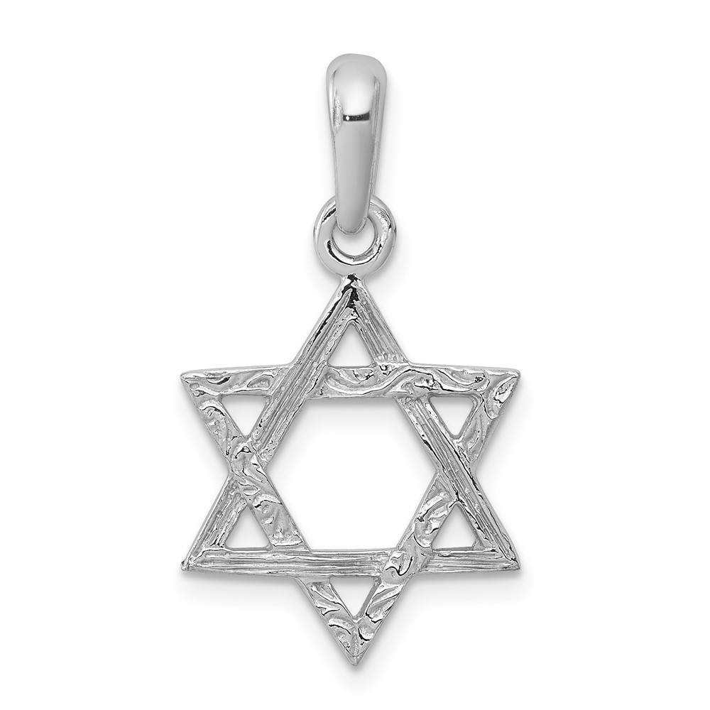 14K White Gold Star of David Pendant