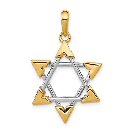 14K Two-tone Star of David Pendant