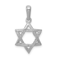 14K White Gold Star of David Pendant view 1
