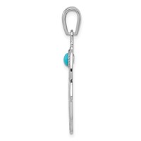 14K White Gold Turquoise Filigree Chamseh Pendant view 2