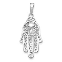 14K White Gold Turquoise Filigree Chamseh Pendant view 3