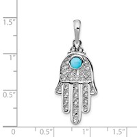 14K White Gold Turquoise Filigree Chamseh Pendant view 4