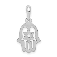 14K White Gold Star of David Chamseh Pendant view 1