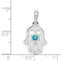 14K White Gold Turquoise Chamseh Pendant view 4