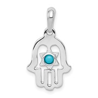 14K White Gold Turquoise Chamseh Pendant view 1