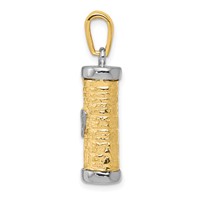 14K Two-Tone 3-D Mezuzah Pendant with Shin view 2