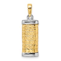 14K Two-Tone 3-D Mezuzah Pendant with Shin view 3