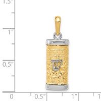 14K Two-Tone 3-D Mezuzah Pendant with Shin view 4