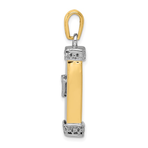 14K Two-Tone 3-D Mezuzah with Shin Pendant
