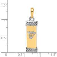 14K Two-Tone 3-D Mezuzah Pendant with Shin view 4
