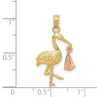 14K Two-tone Stork Pendant view 4