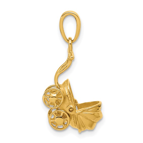 14k 3-D Baby Carriage Charm